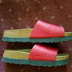 Red Birkenstock slide sandals size L7 38